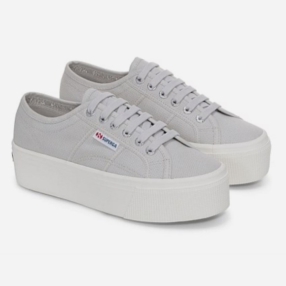 EUC Superga Women's Gray/Silver 2790 Platform Sneakers size 7.5 - Picture 1 of 7